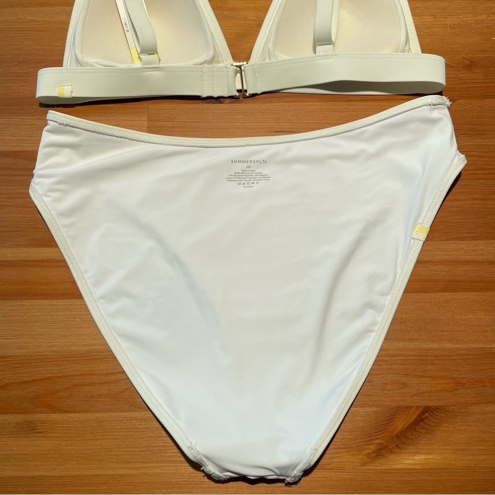 Summersalt Women's 8/10 Plunge Top Bikini High Waisted Bottom Swimwear Set White - Picture 12 of 16